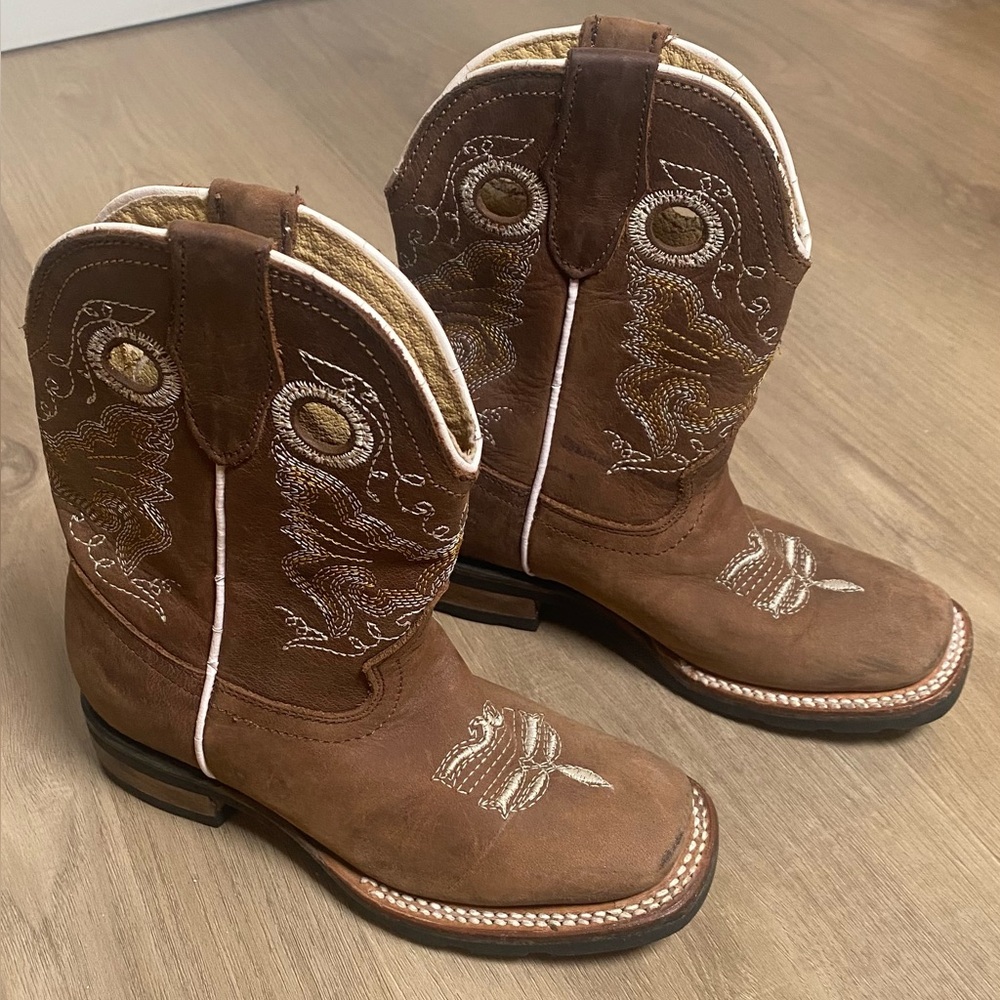 D’Leon Kids Brown Square‎ Toe Cowboy Western Boots Boy’s 3